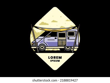 Illustration design of a camper van and flysheet