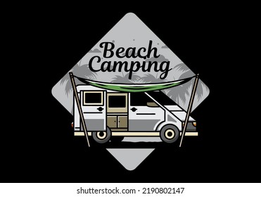 Illustration design of a camper van and flysheet