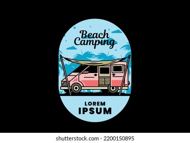 Illustration design of a camper van and flysheet