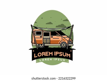 Illustration design of a camper van and flysheet