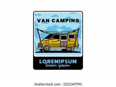 Illustration design of a camper van and flysheet