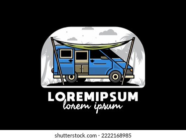 Illustration design of a camper van and flysheet