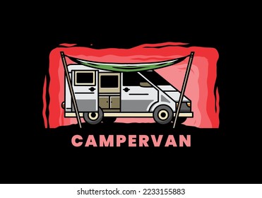 Illustration design of a camper van and flysheet