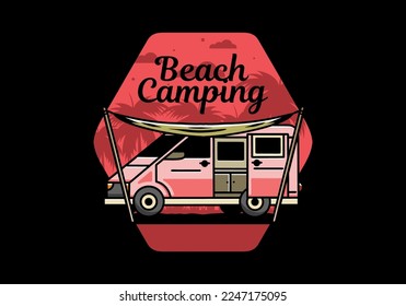 Illustration design of a camper van and flysheet