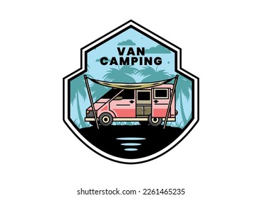 Illustration design of a camper van and flysheet