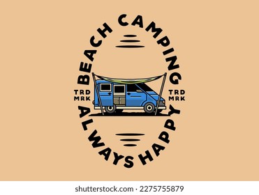 Illustration design of a camper van and flysheet