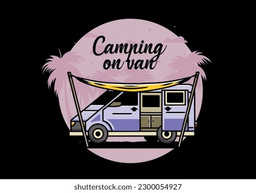 Illustration design of a camper van and flysheet
