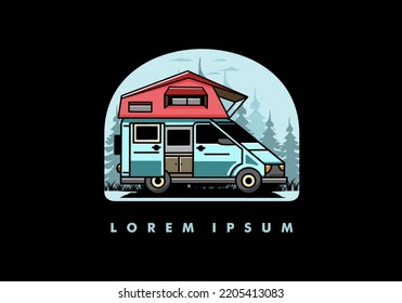 Illustration design of a camping on roof car