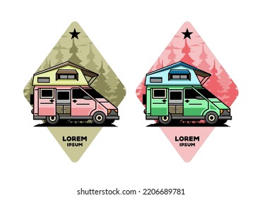 Illustration design of a camping on roof car