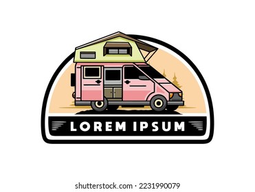 Illustration design of a camping on roof car