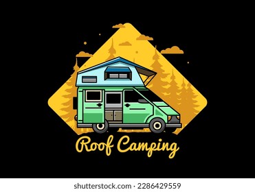 Illustration design of a camping on roof car