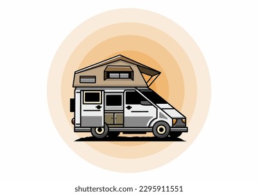 Illustration design of a camping on roof car