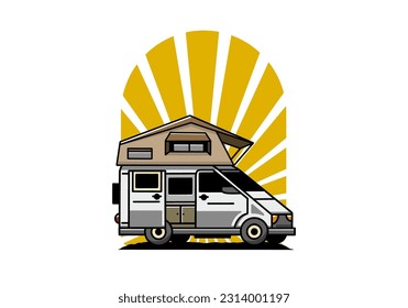 Illustration design of a camping on roof car