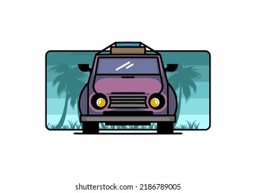 Illustration design of a car going to holiday