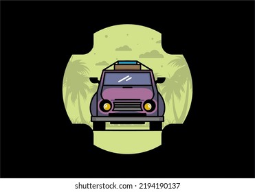 Illustration design of a car going to holiday