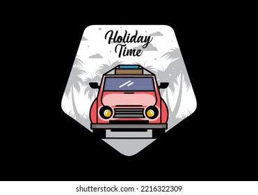 Illustration design of a car going to holiday