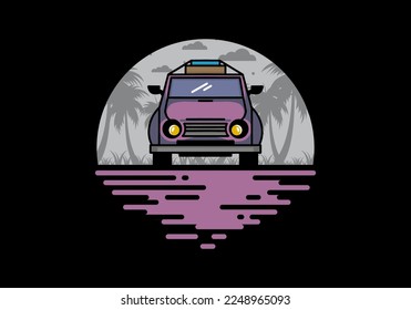 Illustration design of a car going to holiday
