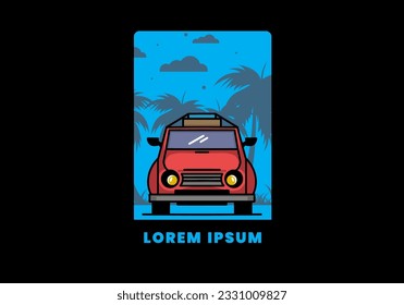 Illustration design of a car going to holiday