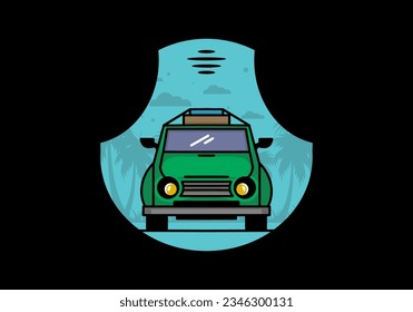 Illustration design of a car going to holiday