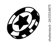Illustration Design of Casino Chip Featuring a Star Symbol in the Center