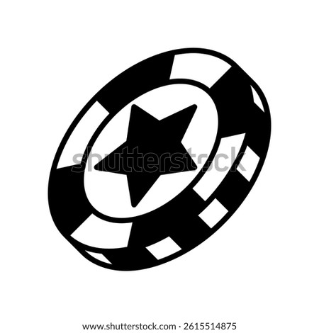 Illustration Design of Casino Chip Featuring a Star Symbol in the Center