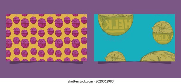 illustration design of a cat in a sleeping bowl with five different color variants