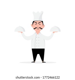 The illustration design of the chef brings food offerings