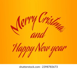 Illustration design of Christmas and new year wallpaer greeting card orange background simple red lettering