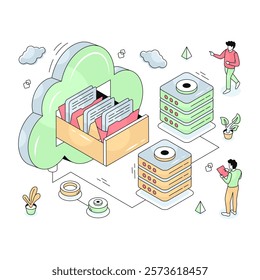 An illustration design of cloud drawer