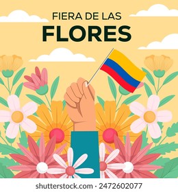 illustration design for colombian fiera de las flores with a hand