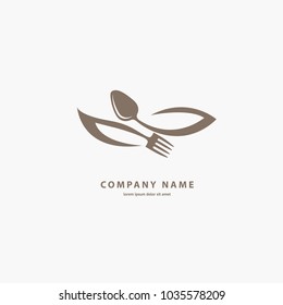 Illustration design of color curve logotype vegan food. Vector icon fruit and fork