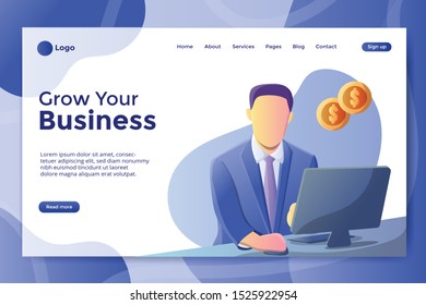 Illustration design with the concept of grow your business for landing page