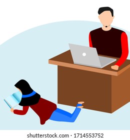Illustration design concept stay at home with family. Vector Illustration family time. Keeping the family healthy and at home.