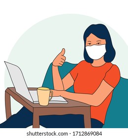 Illustration design concept Work from home. Vector Illustration work at home. People work at home to prevent virus infection