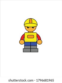 Ilustración de un trabajador de la construcción en amarillo