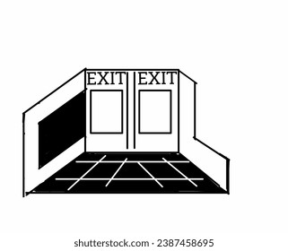 Diseño ilustrativo de la escritura COOL en forma de una puerta que dice Salir