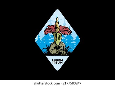 Illustration design of the Corpse flower growing on the skull