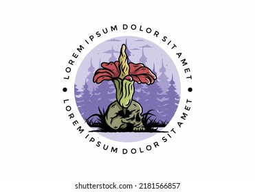 Illustration design of the Corpse flower growing on the skull