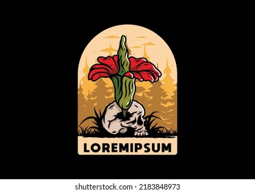 Illustration design of the Corpse flower growing on the skull