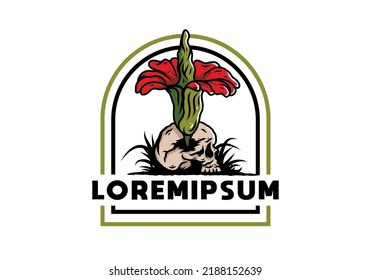 Illustration design of the Corpse flower growing on the skull