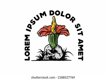 Illustration design of the Corpse flower growing on the skull