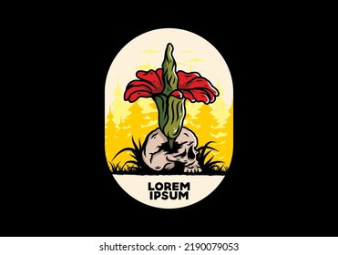 Illustration design of the Corpse flower growing on the skull
