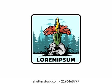 Illustration design of the Corpse flower growing on the skull