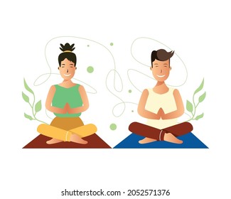 Illustration design couple doing yoga