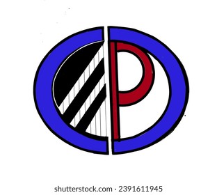 Illustration design of CPD logo in blue red color black stripe line
