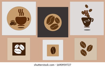 
Illustration of design cup of coffee and coffee beans that are brown