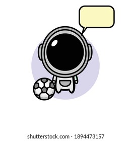 Illustration design of cute astronaut playing soccer