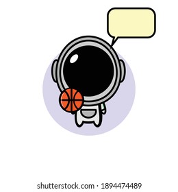 Illustration design of cute astronaut playing basketball