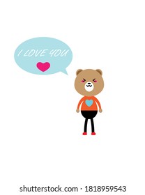Illustration design of cute bear wearing orange colored shirt