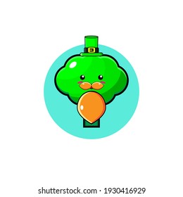 Illustration design of cute broccoli vegetable character celebrating patrick day